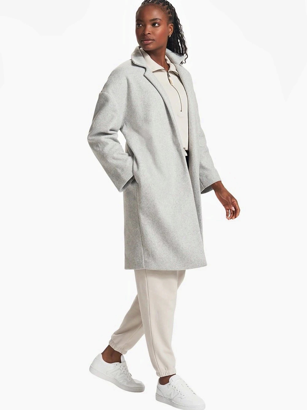 Vuori Soho Oversize Open Front Melton Overcoat.